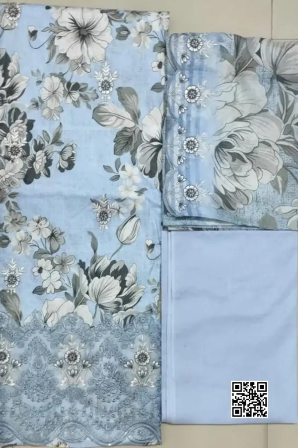 sky blue color unstitched cotton salwar suit