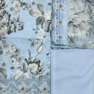 sky blue color unstitched cotton salwar suit