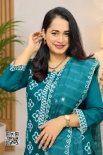 teal blue color cotton unstitched salwar suit