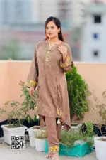 dusty olive color viscose screen printed co ords set