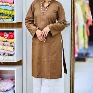 chocolate color jacquard fabric kurti
