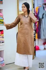 chocolate color jacquard fabric kurti