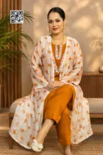vanilla cream & sunset orange screen printed shrug set