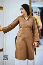 chocolate color jacquard fabric kurti