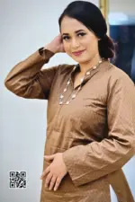 chocolate color jacquard fabric kurti