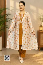 vanilla cream & sunset orange screen printed shrug set