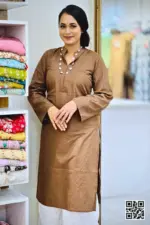 chocolate color jacquard fabric kurti