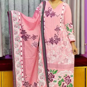 sweet pink color viscose screen printed salwar suit (unstitched)
