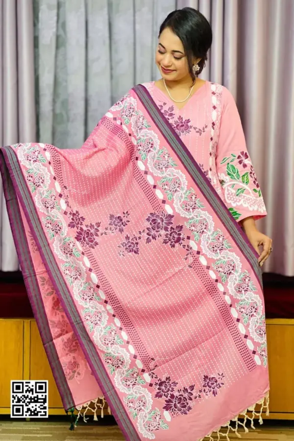 sweet pink color viscose screen printed salwar suit (unstitched)