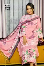 sweet pink color viscose screen printed salwar suit (unstitched)
