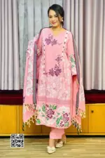 sweet pink color viscose screen printed salwar suit (unstitched)