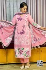 sweet pink color viscose screen printed salwar suit (unstitched)