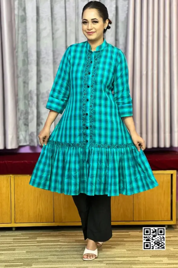 sea green jacquard cotton midi