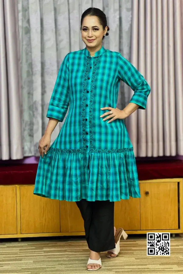 sea green jacquard cotton midi