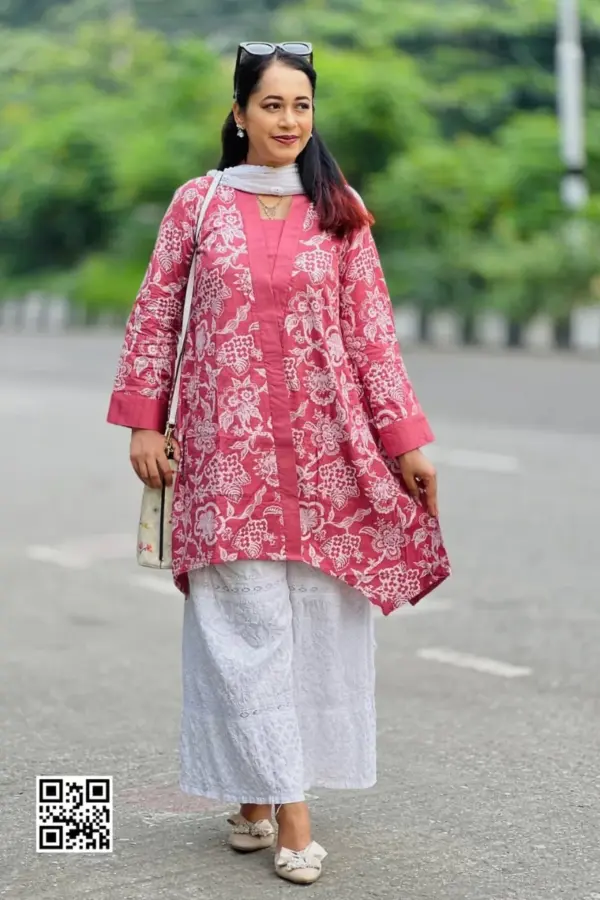 dark onion color viscose jacquard screen printed tunic