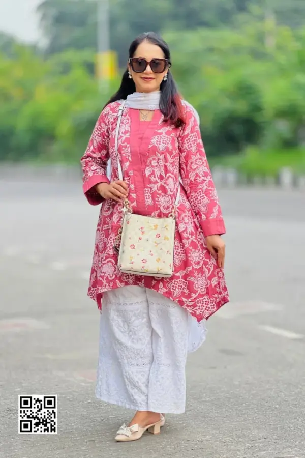dark onion color viscose jacquard screen printed tunic