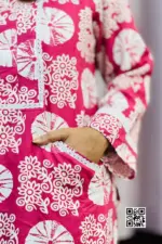 black and white color printed linen fabric tunic