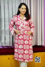 black and white color printed linen fabric tunic