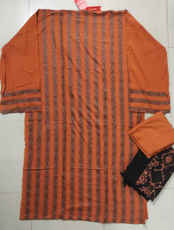 sunset orange viscose screen printed salwar suit