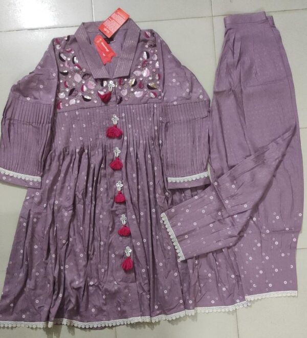 light onion hand embroidered and screen printed co ords set